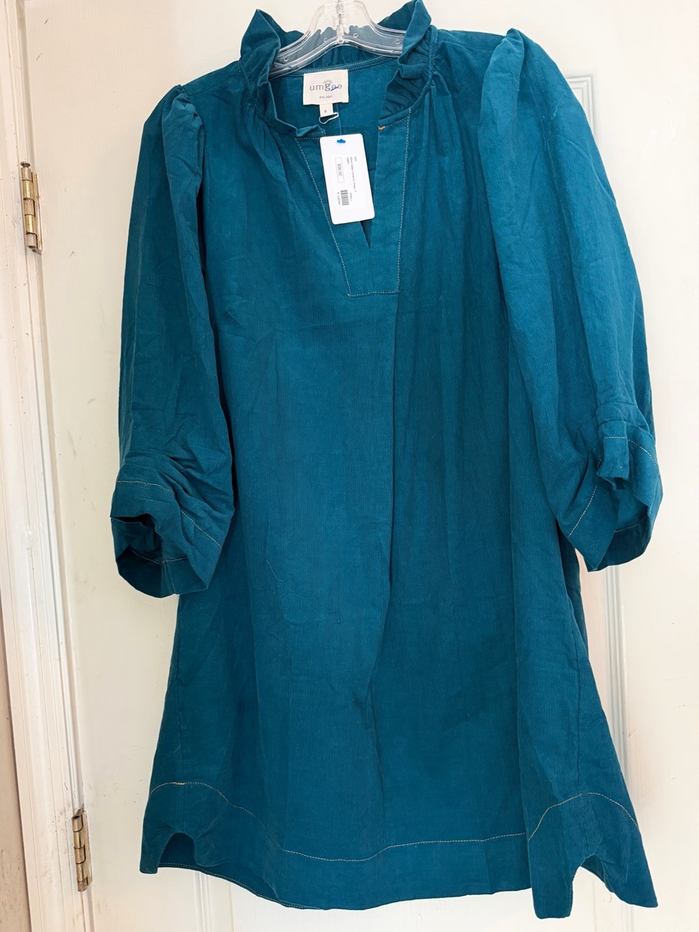 Blue Door Boutique Small Umgee Teal Corduroy Dress